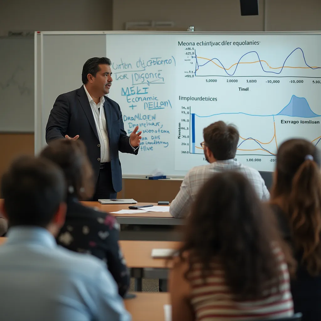 Facilitador explicando conceptos económicos